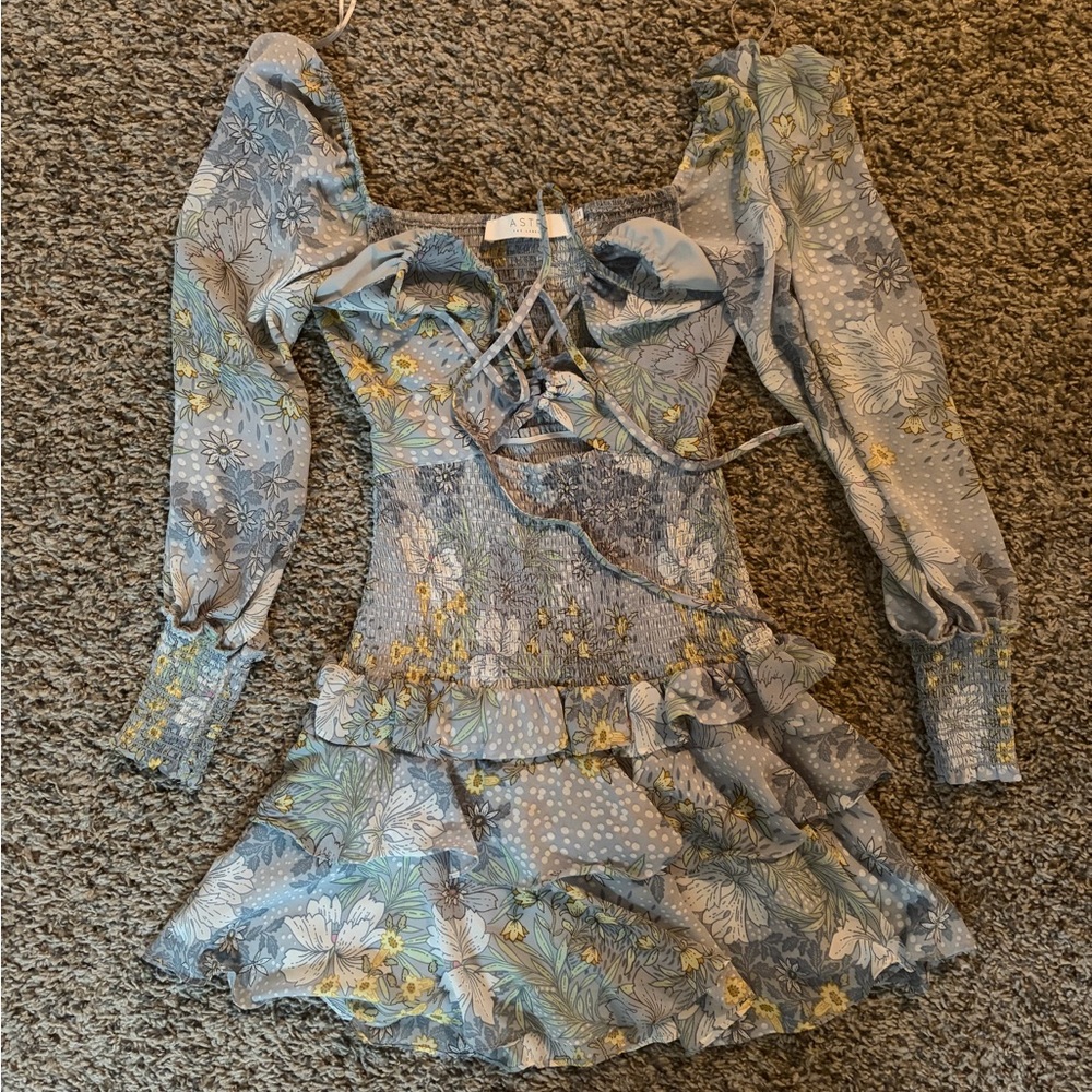 Astr Floral Smocked Mini Dress